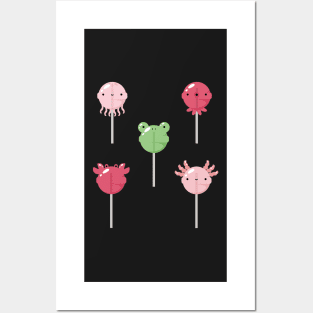 Aquatic animals lollipop set Posters and Art